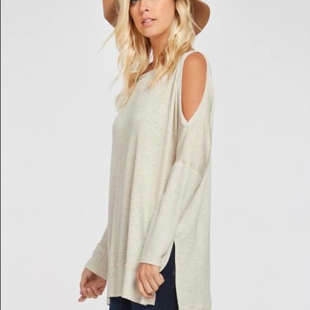 Oatmeal Cold Shoulder Sweater